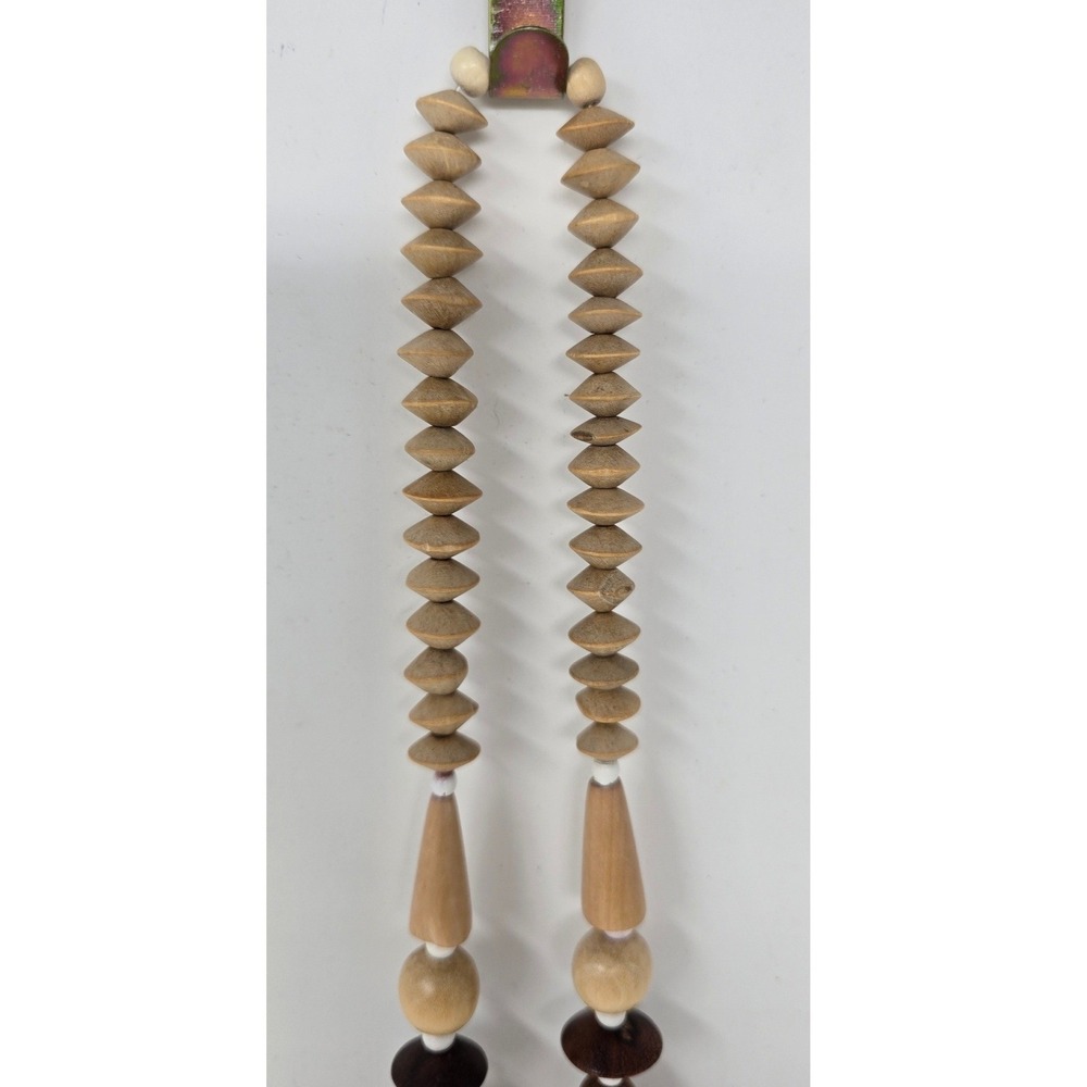 Vtg Y2K chunky wood bead statement necklace women brown earthy boho naturalist - Picture 7 of 8